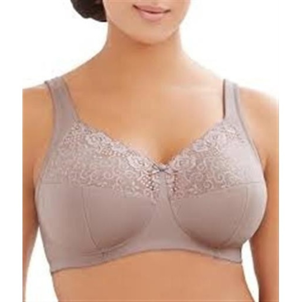 NWOT Glamorise 44DD Rose Lace Full-Coverage Full-Figure Bra 1104 Taupe 132296